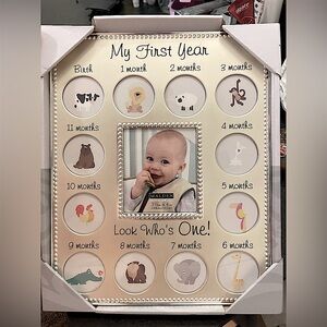 Malden Silver My First Year Beaded Photo Frame